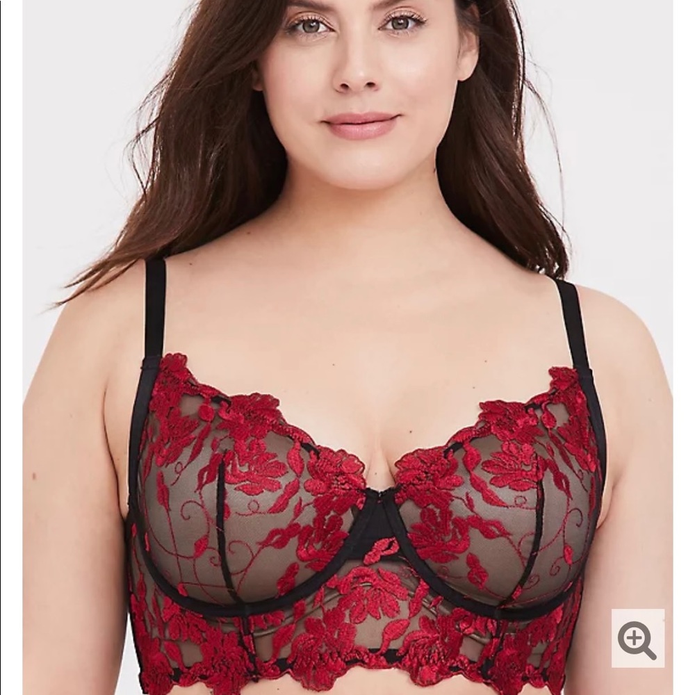 EUC Torrid Size 2 longline floral mesh bralette